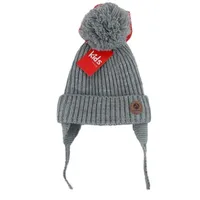 Kinder Winter Mütze » Bommelmütze für warme Ohren » Wintermütze » Kindermütze mit Bommel [Grau]