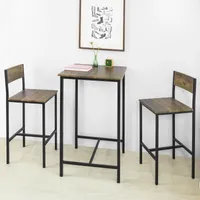 SoBuy OGT27-N 3-teilig Bartisch mit Stühlen Esstisch Stehtisch Bistrotisch mit 2 Barhocker Sitzgruppe