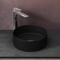 doporro Aufsatzwaschbecken Keramik Waschbecken Rund Waschschlae 31x31x11 cm Gäste-WC matt schwarz Handwaschbecken Waschtisch Brüssel203