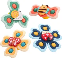 Saugnapf Spinner Spielzeug für Baby, 4Pcs Fidget Spinner  Top Saugspielzeug für Bad Fenster Hochstühle Flugzeug Reise