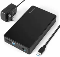 SALCAR Festplatten-Gehäuse 3,5" Festplatten SATA SSD HDD, mit 12V Netzteil