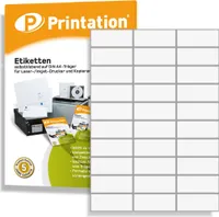 Printation Universal Etiketten für Kennzeichnungen 70 x 29,7 mm klebend weiß - 3000 70x29,7 Labels auf 100 DIN A4 Bogen 3x10 - 3489 4456