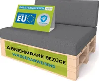 Pillows24 - Polštáře na palety s odnímatelným potahem - SADA 2 | Polštáře na pohovku Euro palety 120x80 - Voděodolné - Venkovní/interiérové | Tmavě šedé