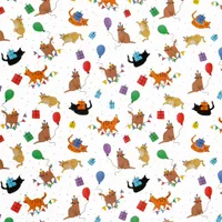 Geschenkpapier Katzen mit Partyhüten Motiv 70cm x 2m Rolle Bunt