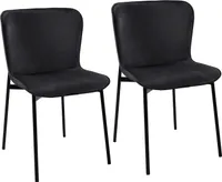 SVITA MARY 2er Set Esszimmerstuhl Polsterstuhl ohne Armlehnen Küchenstuhl Wohnzimmerstuhl Schwarz/Schwarz