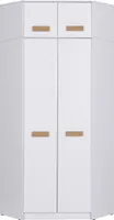 DESIGN MÖBEL Gustavo 08 – Eckkleiderschrank 91x195 cm in Weiß/Eiche Riviera, mit Schrankerweiterung, Soft-Close, ideal für jedes Zimmer