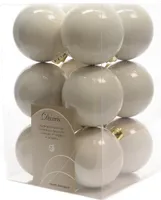 LS-LebenStil 12 Design Weihnachtskugeln 6cm Woll-Weiß Set Kunststoff Baumkugel Christbaumkugel Christbaumschmuck Weihnachtsdeko bruchsicher bruchfest