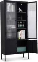 Coemo Vitrine Tokio aus Metall mit Glastüren Schwarz