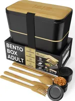 Umami Bento-Lunchbox mit 4 Fächern, Besteck und 2 Saucentöpfen