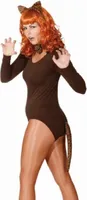 O43893 braun Damen Leopardenset Leo Set Katzenkostüm