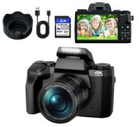 64 Megapixel Digitalkamera mit 18fachem Digitalzoom Dual-Kamera mit Selbstauslöser (Wi-Fi),4,0-Zoll-Touchscreen, 32-GB-SD-Karte und Kameratasche