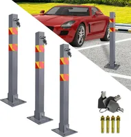 ACXIN 3 Stück Parkplatzsperre Klappbar Parkpfosten mit 3 Schlüssel Quadratisch Absperrpfosten mit Warnstreifen