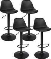 4er Set Barhocker mit Lehne Barstuhl Kunstleder Höhenverstellbar Schwarz