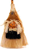 Halloween Reisigbesen mit Beleuchtung Broom Pumpkin Dekoleuchte