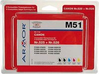 Tintenpatrone M51 kompatibel zu Canon PGI-525 schwarz, cyan, magenta, gelb