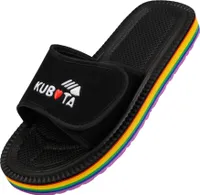 Kubota Badelatschen mit Klettverschluss Pantoletten Hausschuhe Herren Pride LGBT "Velcro" Schwarz, 45