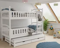 Etagenbett »Hochbett Kinderbett EMILIA für 3 Kinder 90x200 Weiß« (Set, mit Lattenrost, Leiter, Schubladen und abnehmbarem Rausfallschutz)