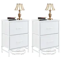 Sweetcrispy 2er Set Nachttische, Nachtschrank Kommode mit 2 Schubladen, Beistelltisch, Sofatisch, 64 cm hoch