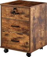 CLIPOP Aktenschrank Rollcontainer, für Dokumente in DIN A4 Letter-Format, 3 Schubladen, Braun