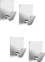 INF 4er-Pack Kleiderhaken aus 304-Edelstahl ohne Stanzen zur Wandmontage Silber