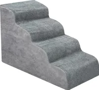 4 schody pro psy protiskluzové schody pro domácí mazlíčky, výška 42 cm, odnímatelné omyvatelné, schody pro kočky schody pro psy - šedé