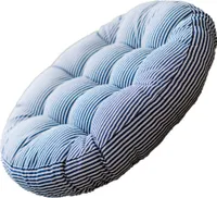 Rund Stuhlkissen,47 cm,Polster Tatami Kissen fš¹r Garten,Baumwolle und Leinen blau gestreift,47cm
