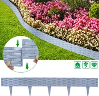 LZQ Ratanové obruby na trávník Obruby na záhony 30 m 30 kusů Obruby na záhony Zahradní palisáda Obruby na sečení Palisády Zahradní plot šedý