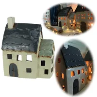 LS-LebenStil Teelichthaus Lichterhaus Aarhus 20cm Keramik Fachwerkhaus Laterne Teelichthalter