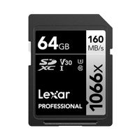 Lexar Professional 1066x SDXC UHS-I SDXC, 64 GB, Silber, Klasse 10, U3, V30, 70 MB/s, 160 MB/s