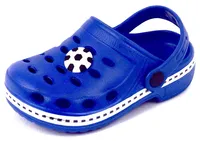 Kinder Clogs Gartenclogs Hausschuhe Sandalen Fußball Blau Gr. 30/31