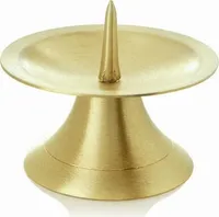 Kerzenleuchter Scheibenleuchter Messing Gold matt satiniert mit Dorn Ø 9 cm ideal für Kerzen, Taufkerzen, Kommunionkerzen