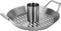 Navaris Hähnchenbräter Grill Hähnchen Halter - Geflügel Ständer für Backofen BBQ - Edelstahl Bräter mit Aromabehälter Abtropfschale - Ø 30,5cm