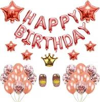 Vivi Idee Luftballon Set Partydeko  Folieballon und Konfetti Happy Birthday für Geburstag Rosagold