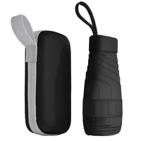 Regenschirm, Mini Regenschirm, Taschenschirme, Kompakter Regenschirm Mini Faltbarer Reise Regenschirm Klein Mit Etui, Uv-Regenschirm (Schwarz)
