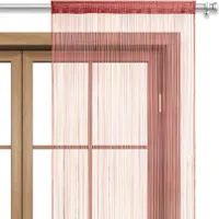 wometo Fadenvorhang Türvorhang Fäden 90x245 dunkelrot rot - Stangendurchzug OEKO-TEX kürzbar waschbar uni einfarbig in vielen bunten Farben