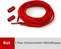 Elastische Schnürsenkel mit Schnellverschluss Schnellschnürsystem Schuhbänder ohne Binden Flach Rund Bunt, Rot