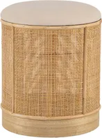 Samthocker aus Rattan Beige