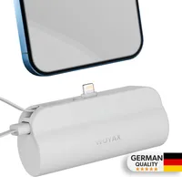 Woyax iPhone Lightning-Stecker Mini Powerbank 5000mAh mit internem Type-C-Kabel, tragbares Ladegerät, weiß