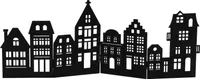 Deko Holz Skyline klappbar 50 x 22 cm - schwarz - Weihnachts Stadt Silhouette zur Tischdekoration - Weihnachtsdeko Tischdeko für Weihnachten Weihnachtsstadt Häuserzeile