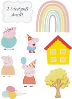Sweetfanaberia | Tortendekoration Set - Peppa Wutz - 8 Teile - essbare Figuren - einfache Handhabung