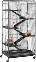 Yaheetech Nagerkäfig Kleintierkäfig mit Rollen Käfig für Chinchilla Frettchen Kaninchen Meerschweinchen Nagerhaus Schwarz