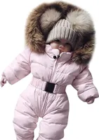 90cm -Baby Winter Overall mit Kapuze Strampler Schneeanzug Daunen-Skianzug Strampler Jungen Mädchen Langarm Jumpsuit Warm Outfits Geschenk Outfits für 0-24 Monate