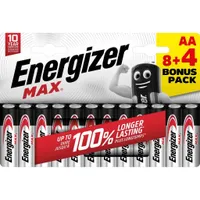 Energizer - batterijen Max AA, blister van 8 stuks + 4 stuks gratis