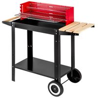 tectake Grilovací vozík na dřevěné uhlí - černý/červený