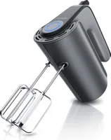 Arendo Handmixer, 350 W, aus Edelstahl inkl. 2 Knethaken & 2 Quirle, Handrührer mit Turbostaste, grau