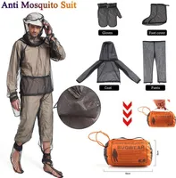 Outdoor-Anti-Moskito-Anzug, Insekten jacke, Handschuhe, Hosen, Socken, Netzgarn, Mesh-Tuch, Moskito-Anzug, Sommer-Insektenkleidung zum Angeln, Wandern, Camping, Gartenarbeit (S/M ganzes Set)