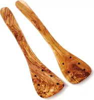 2er Set Pfannenwender aus Olivenholz mit Löchern 35 cm