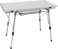ML-Design skladací kempingový stôl, 90x51,5 cm, strieborný, z hliníka