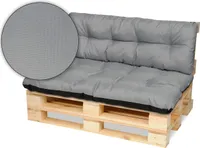 Superkissen24. Palettenkissen Palettenauflagen Sitzkissen - 120x80 cm und Rückenlehne 120x38 cm - Outdoor und Indoor - grau