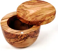 Dose mit Schwenkdeckel aus Olivenholz 10 cm